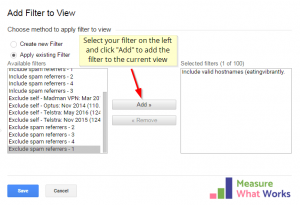 Stop Google Analytics Spam - Apply Existing Filter